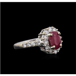 1.78ct Ruby and Diamond Ring - 14KT White Gold