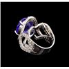 Image 3 : 12.92ct Tanzanite and Diamond Ring - 14KT White Gold