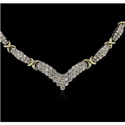 3.89ctw Diamond Necklace - 14KT White and Yellow Gold