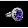 Image 1 : 3.67ct Tanzanite and Diamond Ring - 14KT White Gold