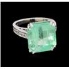 Image 1 : GIA Cert 12.66ct Emerald and Diamond Ring - 14KT White Gold