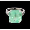 Image 2 : GIA Cert 12.66ct Emerald and Diamond Ring - 14KT White Gold