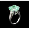 Image 4 : GIA Cert 12.66ct Emerald and Diamond Ring - 14KT White Gold