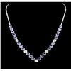 Image 1 : 14KT White Gold 15.40ctw Tanzanite and Diamond Necklace