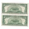Image 2 : 1953 $5 Silver Certificate Currency Lot of 2