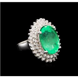 GIA Cert 10.05ct Emerald and Diamond Ring - 14KT White Gold