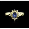 Image 2 : 14KT Yellow Gold 0.50ct Tanzanite and Diamond Ring