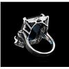 Image 3 : 34.56ct Blue Topaz and Diamond Ring - 14KT White Gold