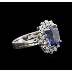 4.17ct Tanzanite and Diamond Ring - 14KT White Gold