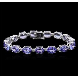 14KT White Gold 20.83ctw Tanzanite and Diamond Bracelet