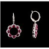 Image 2 : 3.50ctw Ruby and Diamond Earrings - 18KT White Gold