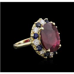 14KT Yellow Gold 9.65ct Ruby, Sapphire and Diamond Ring