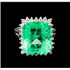 Image 2 : GIA Cert 15.96ct Emerald and Diamond Ring - 14KT White Gold