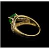 Image 3 : 1.17ct Tsavorite and Diamond Ring - 14KT Yellow Gold