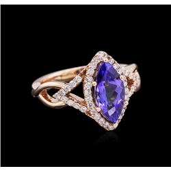 2.13ct Tanzanite and Diamond Ring - 14KT Rose Gold