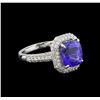 Image 1 : 3.65ct Tanzanite and Diamond Ring - 14KT White Gold