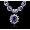 Image 1 : 14KT White Gold 35.22ctw Tanzanite and Diamond Necklace