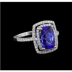 3.70ct Tanzanite and Diamond Ring - 18KT White Gold