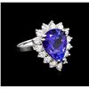 Image 1 : 9.00ctw Tanzanite and Diamond Ring - 18KT White Gold