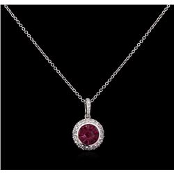 0.77ctw Ruby and Diamond Pendant With Chain - 14KT White Gold