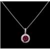 Image 1 : 0.77ctw Ruby and Diamond Pendant With Chain - 14KT White Gold