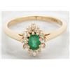 Image 1 : Emerald and Diamond Ring - 14KT Yellow Gold