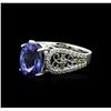 Image 1 : 14KT White Gold 4.17ct Tanzanite and Diamond Ring
