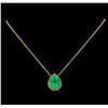 Image 2 : 16.41ct Emerald and Diamond Pendant With Chain - 18KT Yellow Gold
