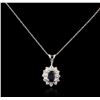 Image 1 : 14KT White Gold 0.74ct Sapphire and Diamond Pendant With Chain