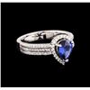 Image 1 : 1.25ct Sapphire and Diamond Ring - 18KT White Gold