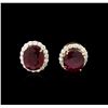 Image 1 : 12.36ctw Ruby and Diamond Earrings - 14KT Yellow Gold