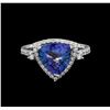 Image 2 : 3.60ct Tanzanite and Diamond Ring - Platinum