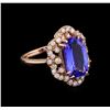 4.46ct Tanzanite and Diamond Ring - 14KT Rose Gold