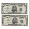 Image 1 : 1953 $5 Silver Certificate Currency Lot of 2