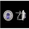 Image 2 : 14KT White Gold 5.42ctw Tanzanite and Diamond Earrings