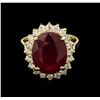 Image 2 : 8.01ct Ruby and Diamond Ring - 14KT Yellow Gold