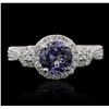 Image 2 : 14KT White Gold 1.51ct Tanzanite and Diamond Ring