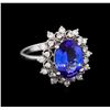 Image 1 : 3.08ct Tanzanite and Diamond Ring - 14KT White Gold