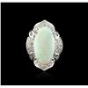 Image 2 : 14KT White Gold 12.47ct Opal and Diamond Ring