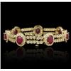 Image 2 : 11.55ctw Ruby and Diamond Bracelet - 14KT Yellow Gold