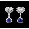 Image 1 : 8.24ctw Tanzanite and Diamond Earrings - 18KT White Gold