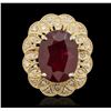 Image 2 : 14KT Yellow Gold 12.63ct Ruby and Diamond Ring