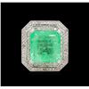 Image 2 : GIA Cert 19.14ct Emerald and Diamond Ring - 14KT White Gold