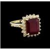 Image 1 : 7.33ct Ruby and Diamond Ring - 14KT Yellow Gold