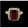 Image 2 : 7.33ct Ruby and Diamond Ring - 14KT Yellow Gold