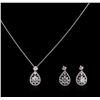 Image 1 : 1.20ctw Diamond Pendant and Earrings Suite - 14KT White Gold
