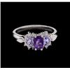 Image 2 : 0.74ctw Tanzanite, Amethyst and Diamond Ring - 14KT White Gold