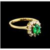 Image 1 : 0.80ct Emerald and Diamond Ring - 18KT Yellow Gold