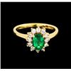 Image 2 : 0.80ct Emerald and Diamond Ring - 18KT Yellow Gold