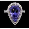 Image 2 : 14KT Two-Tone Gold 9.41ct GIA Certified Tanzanite and Diamond Ring